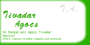 tivadar agocs business card